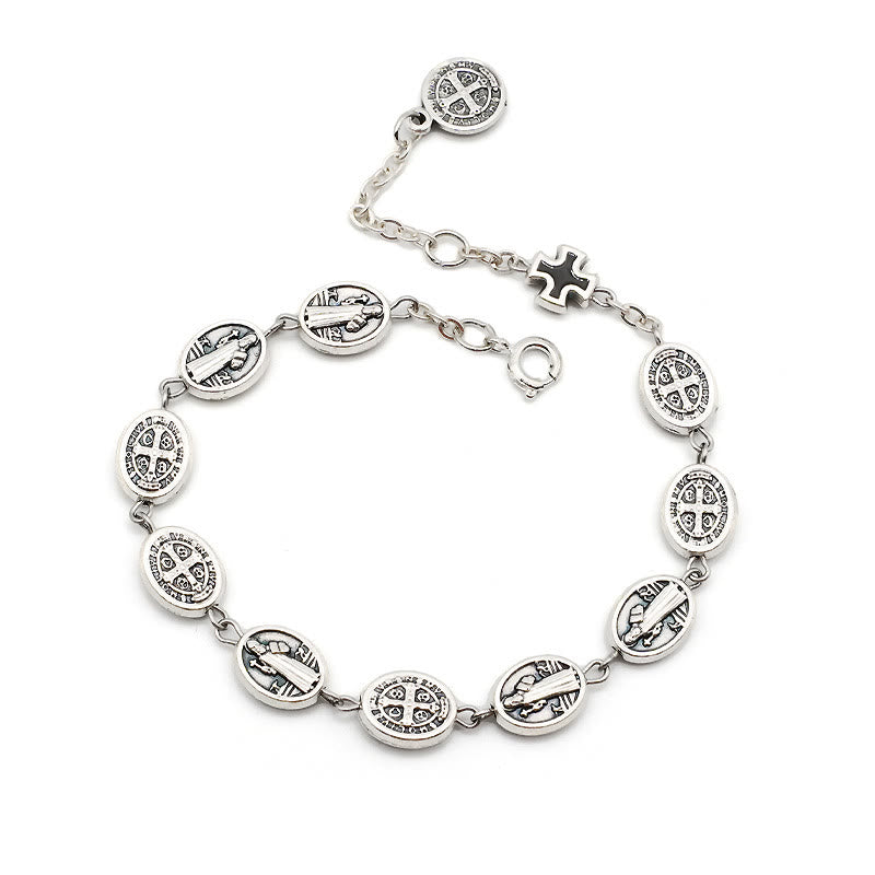 Christianartworkshop St. Benedict, Miraculous Medal & Cross Classic Bracelet: A Timeless Token of Divine Protection - St. Benedict - Black - image 7