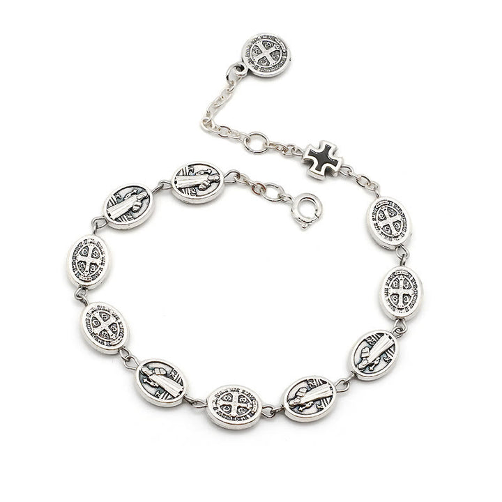 Christianartworkshop St. Benedict, Miraculous Medal & Cross Classic Bracelet: A Timeless Token of Divine Protection - St. Benedict - Black - image 7