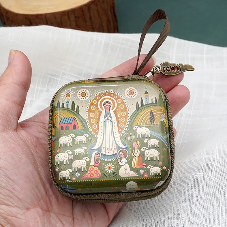 Christianartworkshop 9 Patterns Cartoon Style Square Rosary Cases: A Beautiful Blend of Faith and Function - Style-A - image 2