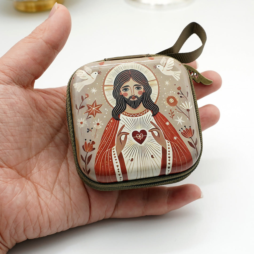 Christianartworkshop 9 Patterns Cartoon Style Square Rosary Cases: A Beautiful Blend of Faith and Function - Style-E - image 6