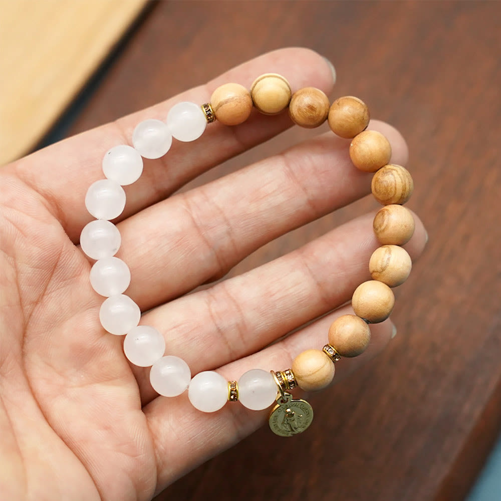 Christianartworkshop Red Agate & White Chalcedony Beads With Our Lady Pendant Bracelets: A Token of Devotion - image 7