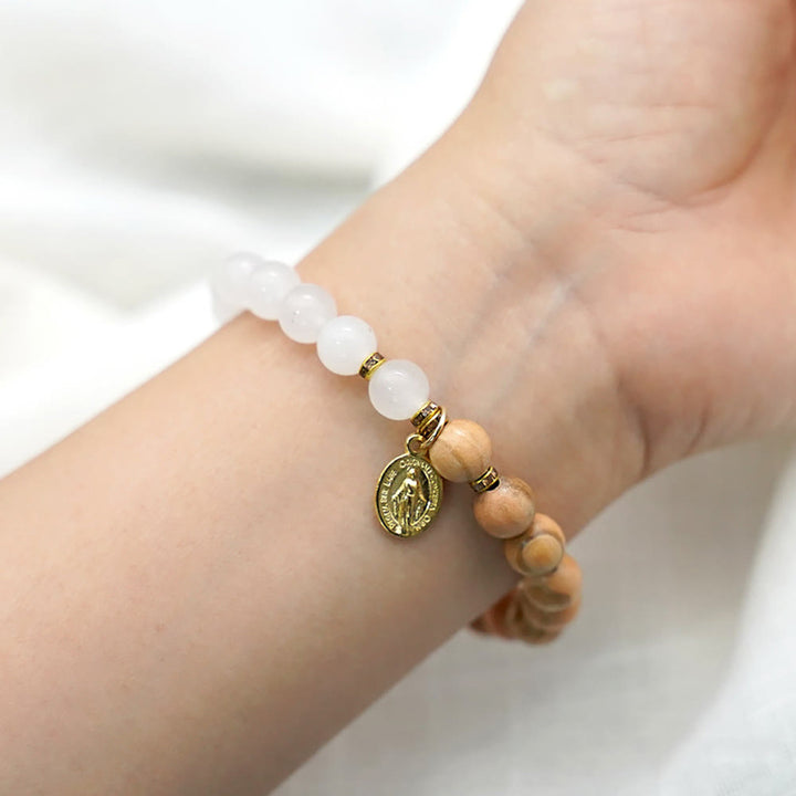 Christianartworkshop Red Agate & White Chalcedony Beads With Our Lady Pendant Bracelets: A Token of Devotion - image 9