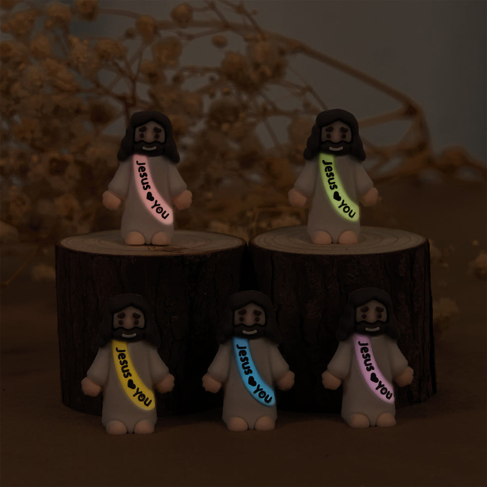 Christianartworkshop 5/10/20/30pcs Glow-in-the-dark Colorful Mini Jesus Figurine with Jesus Love you - image 1