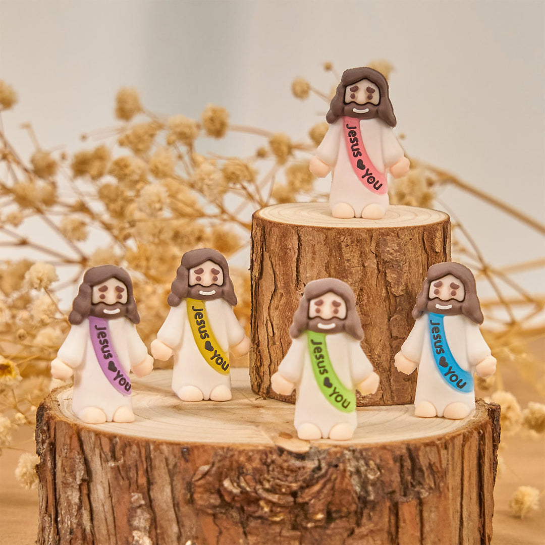 Christianartworkshop 5/10/20/30pcs Glow-in-the-dark Colorful Mini Jesus Figurine with Jesus Love you - image 1