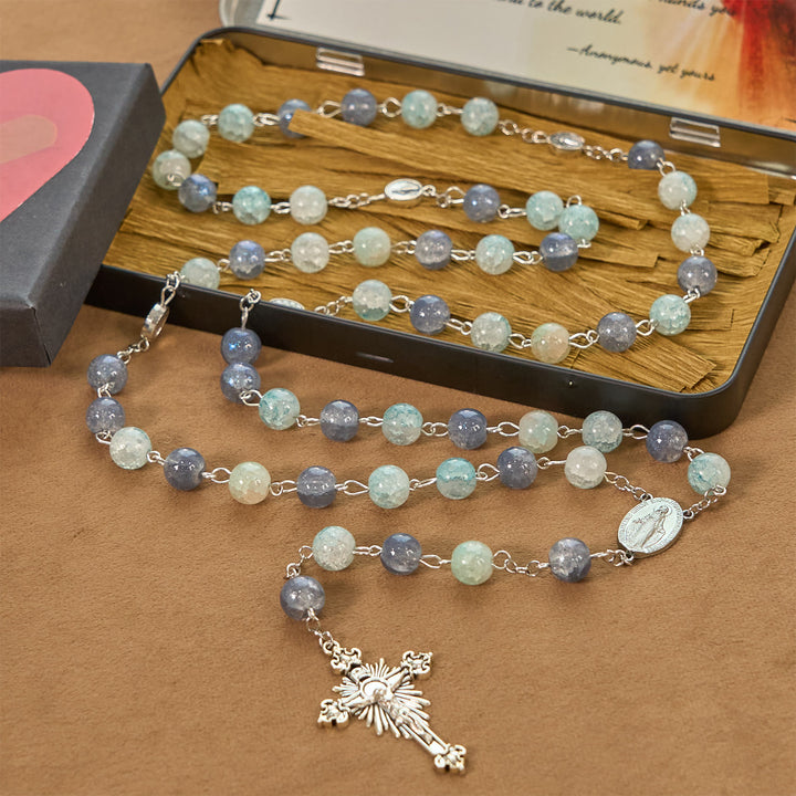 Christianartworkshop Handmade Original Grey Blue Rosary with Miraculous Medal: A Unique Expression of Faith - image 7