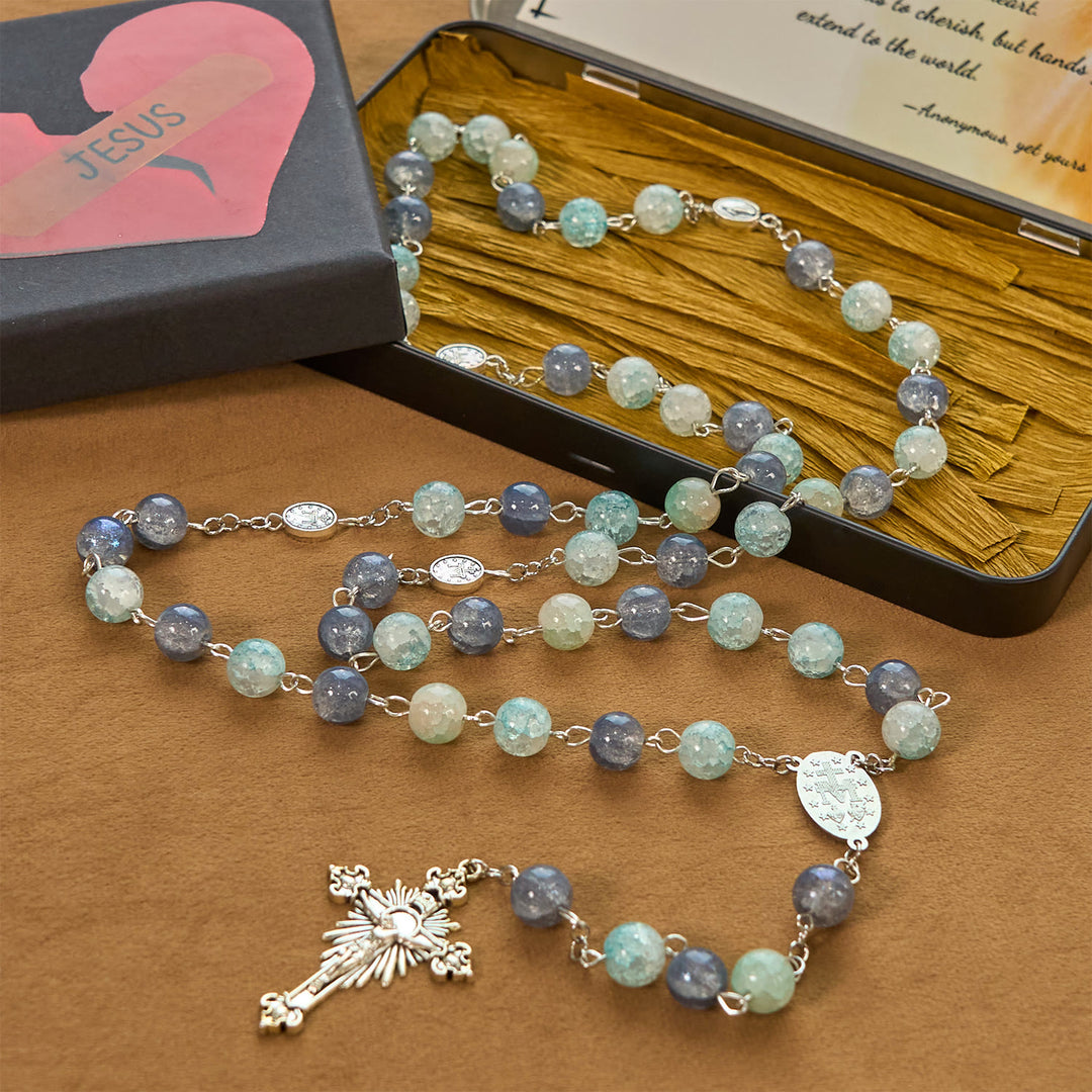 Christianartworkshop Handmade Original Grey Blue Rosary with Miraculous Medal: A Unique Expression of Faith - image 12