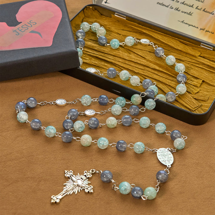 Christianartworkshop Handmade Original Grey Blue Rosary with Miraculous Medal: A Unique Expression of Faith - image 12