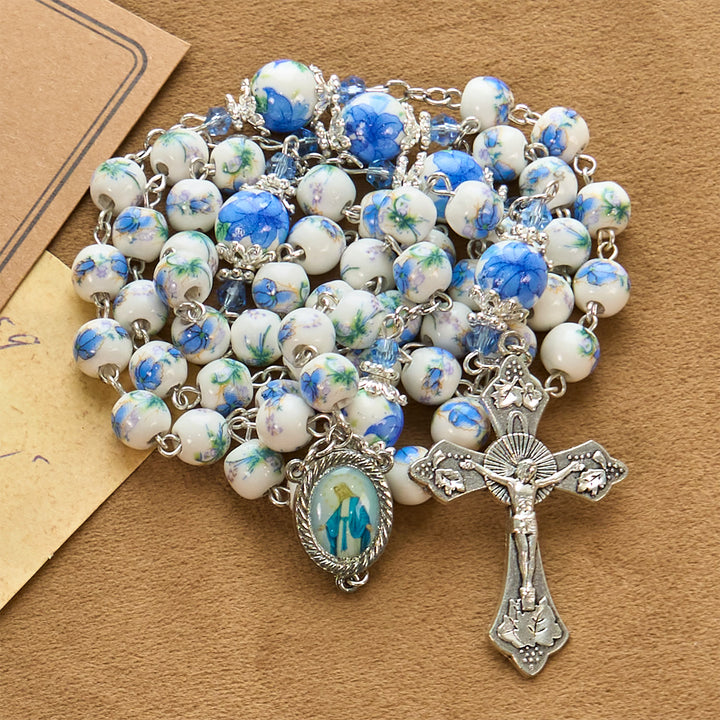 Christianartworkshop PRAYERFUL FAITH: Handmade Floral Lily of the Vally Beads Rosary - image 3