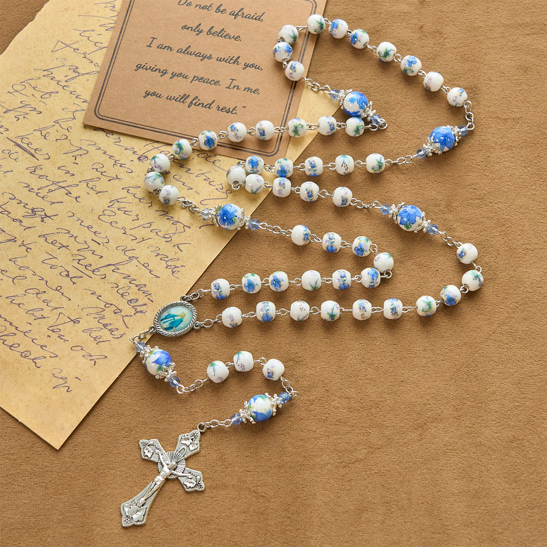 Christianartworkshop Handmade Floral Lily of the Vally Beads Rosary: Divine Peace Gem - image 10