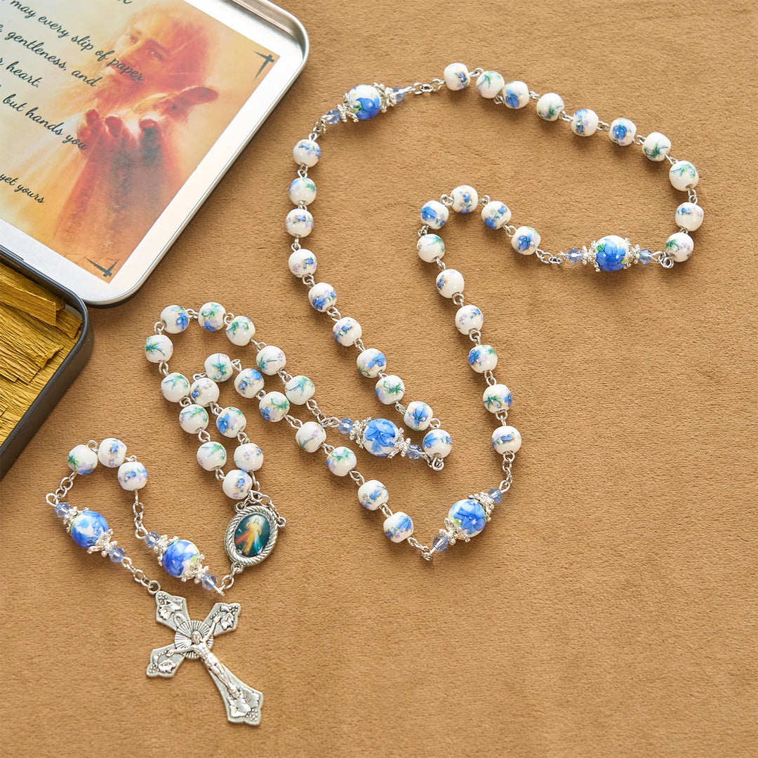 Christianartworkshop Handmade Floral Lily of the Vally Beads Rosary: Divine Peace Gem - image 11