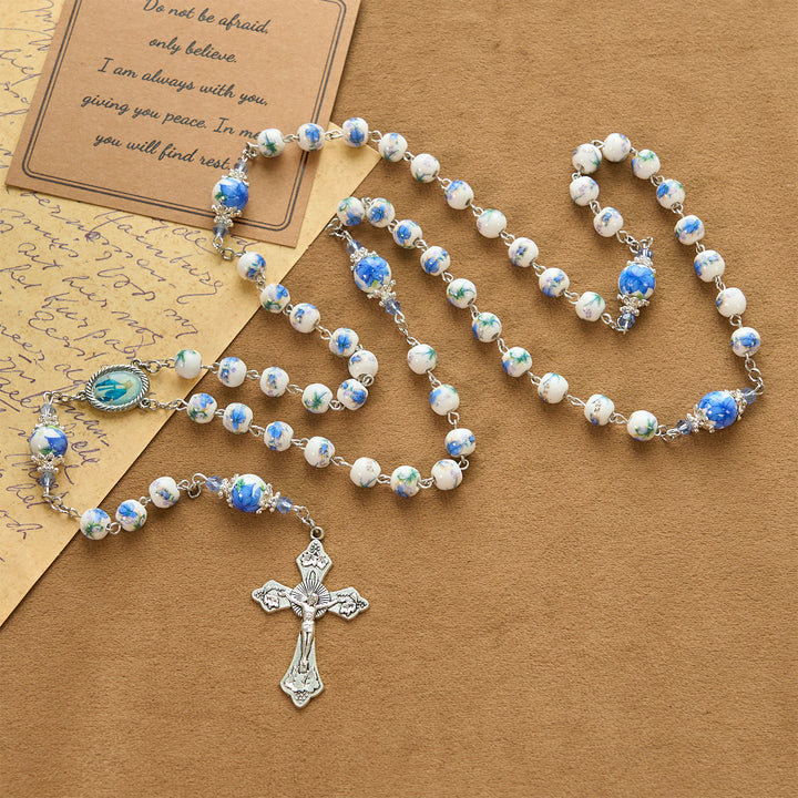 Christianartworkshop PRAYERFUL FAITH: Handmade Floral Lily of the Vally Beads Rosary - image 11