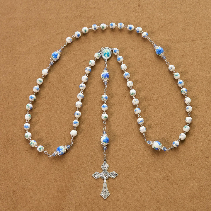 Christianartworkshop Handmade Floral Lily of the Vally Beads Rosary: Divine Peace Gem - image 3