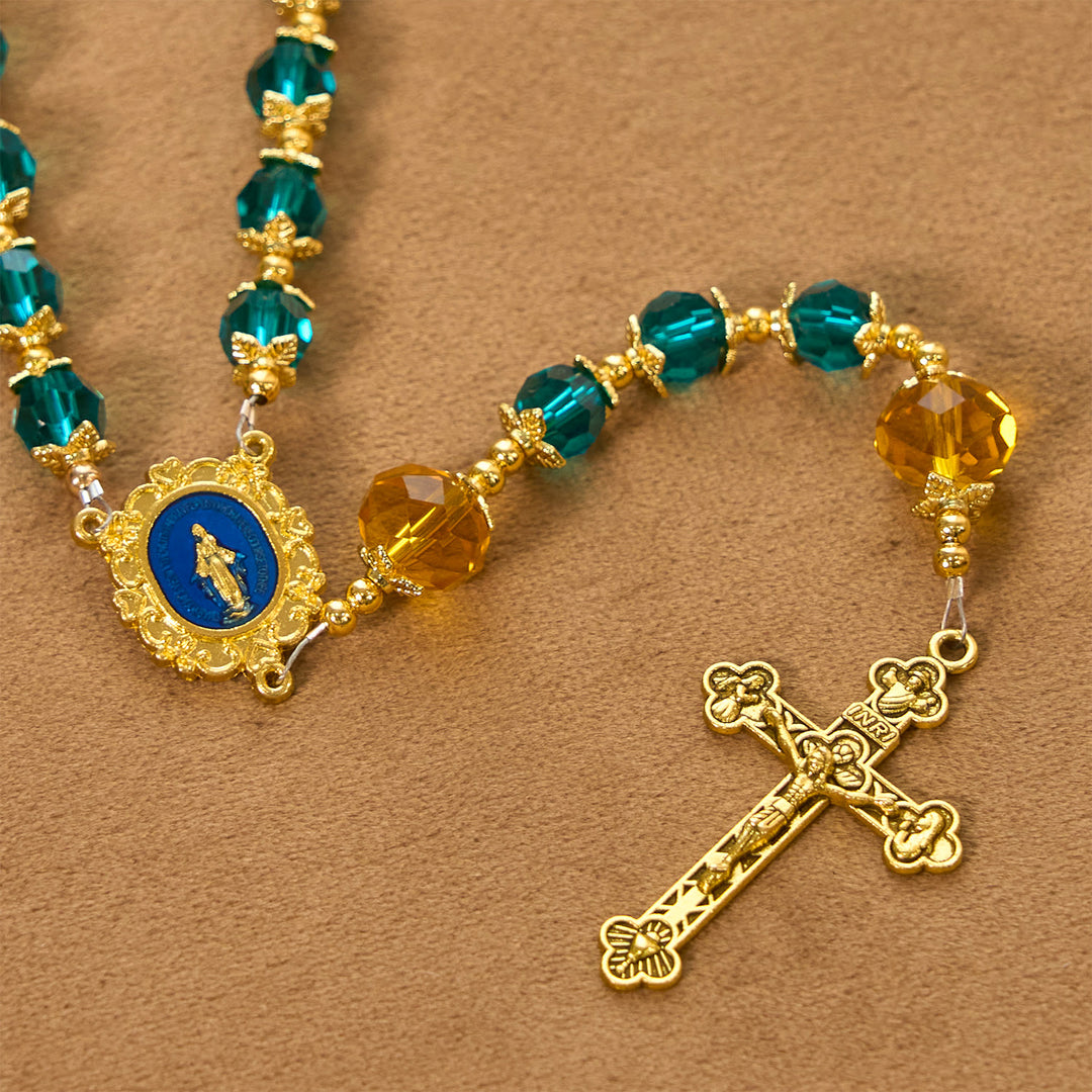 Christianartworkshop Handmade Peacock Blue Crystal Beads Rosary: A Divine Delight for Holy Prayer - image 5