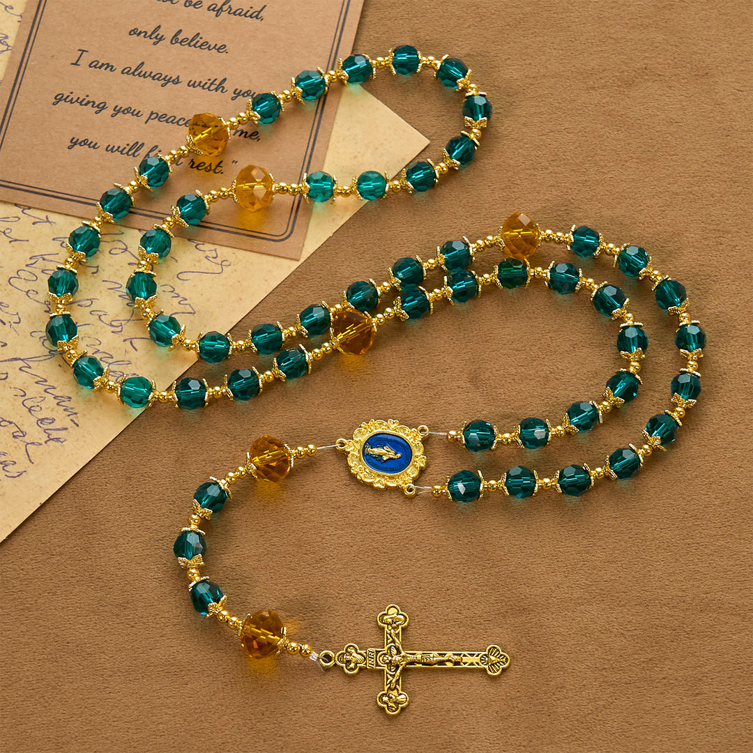 Christianartworkshop Handmade Peacock Blue Crystal Beads Rosary: A Divine Delight for Holy Prayer - image 1