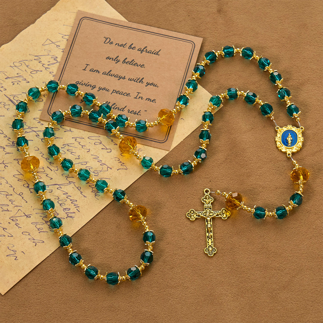 Christianartworkshop Handmade Peacock Blue Crystal Beads Rosary: A Divine Delight for Holy Prayer - image 7