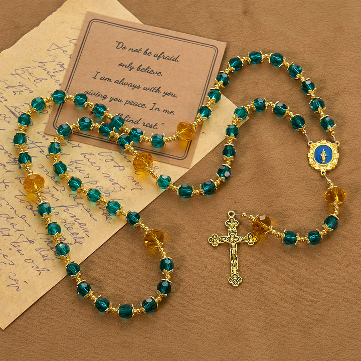 Christianartworkshop Handmade Peacock Blue Crystal Beads Rosary: A Divine Delight for Holy Prayer - image 7