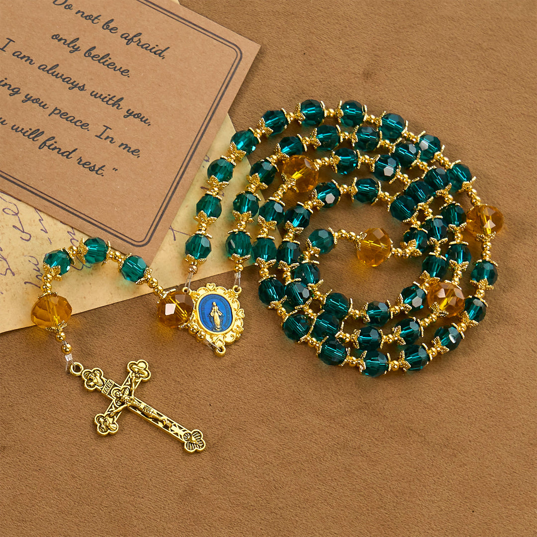 Christianartworkshop Handmade Peacock Blue Crystal Beads Rosary: A Divine Delight for Holy Prayer - image 3