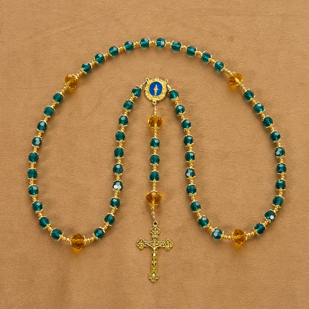 Christianartworkshop Handmade Peacock Blue Crystal Beads Rosary: A Divine Delight for Holy Prayer - image 4
