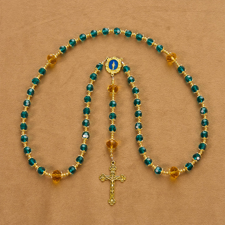 Christianartworkshop Handmade Peacock Blue Crystal Beads Rosary: A Divine Delight for Holy Prayer - image 4