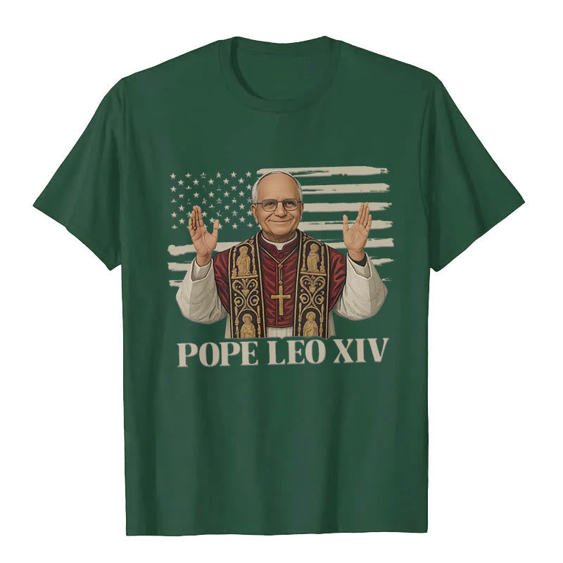 Christianartworkshop Pope Leo XIV with Patriotic Flair Unisex T-shirt