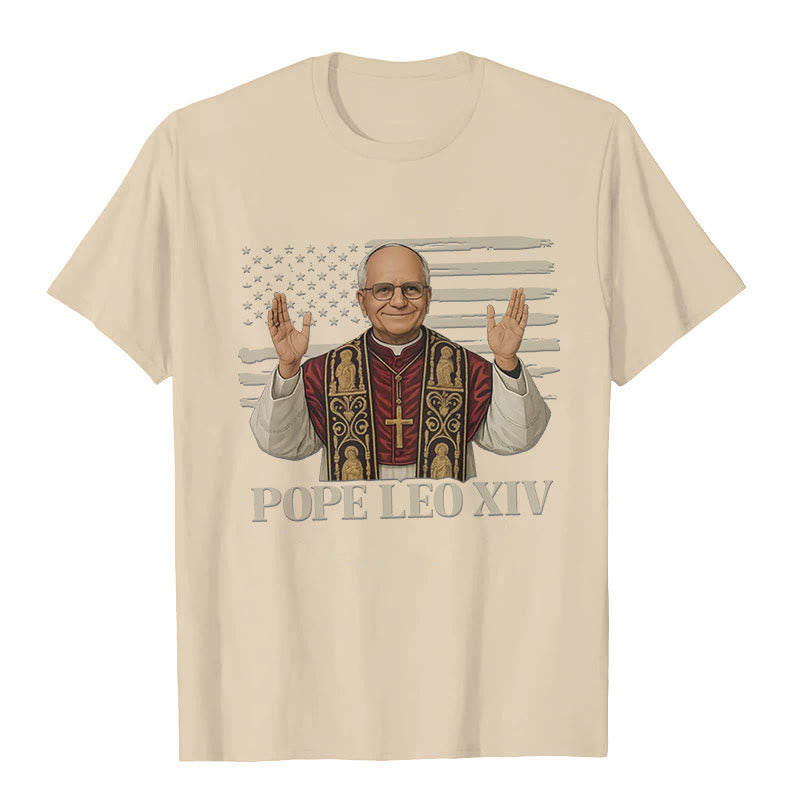 Christianartworkshop Pope Leo XIV with Patriotic Flair Unisex T-shirt