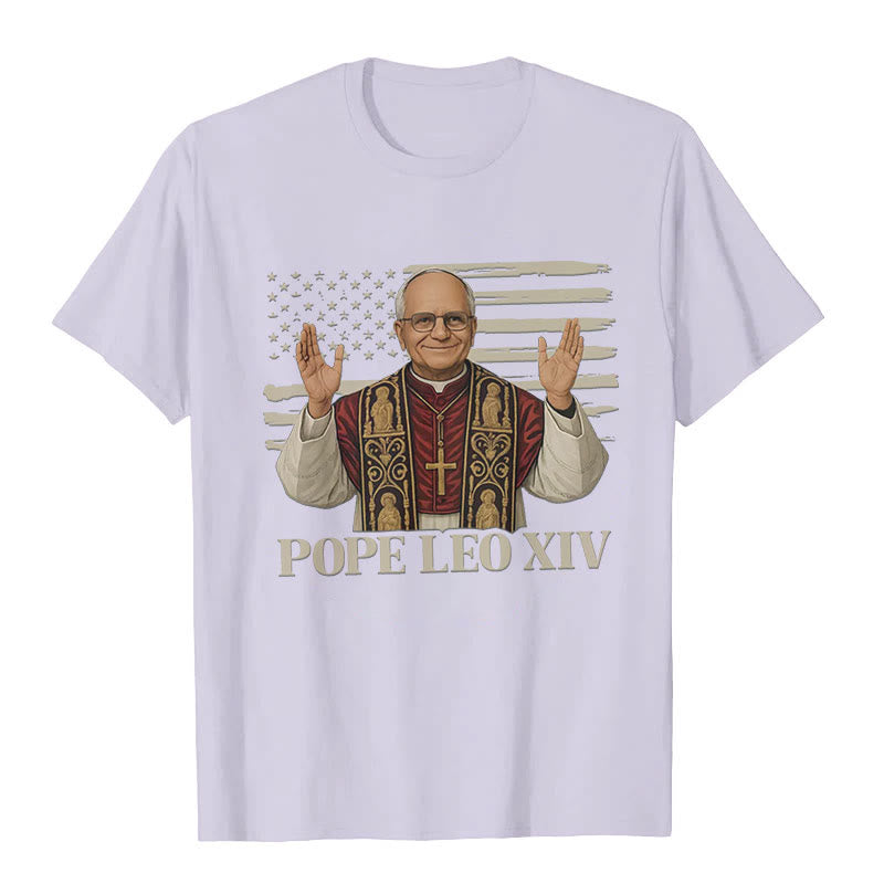 Christianartworkshop Pope Leo XIV with Patriotic Flair Unisex T-shirt