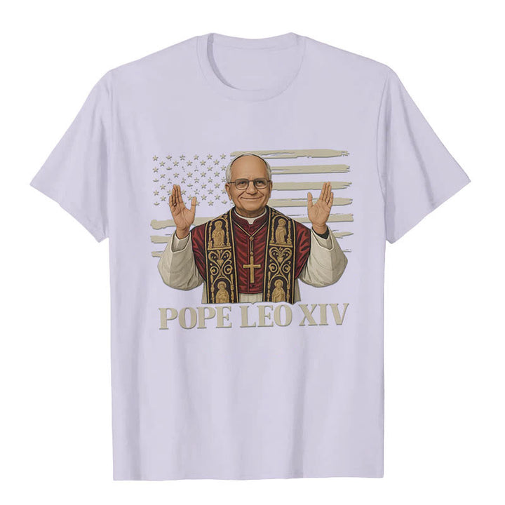 Christianartworkshop Pope Leo XIV with Patriotic Flair Unisex T-shirt