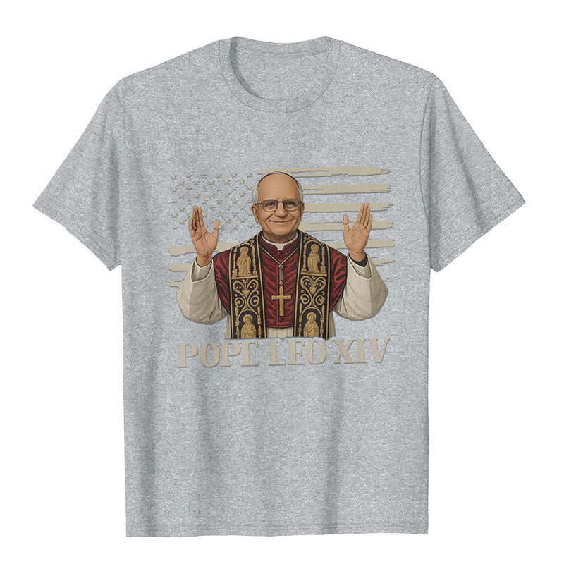 Christianartworkshop Pope Leo XIV with Patriotic Flair Unisex T-shirt