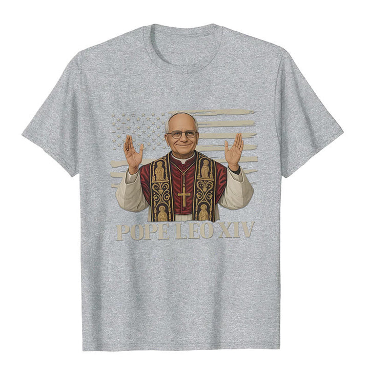 Christianartworkshop Pope Leo XIV with Patriotic Flair Unisex T-shirt