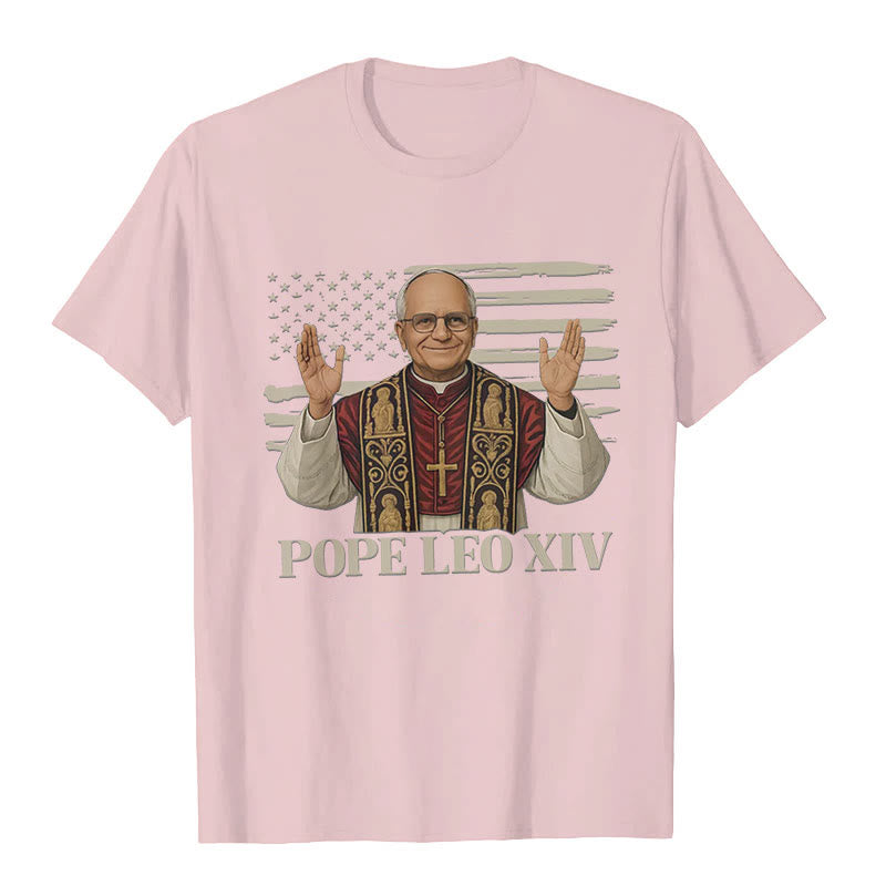 Christianartworkshop Pope Leo XIV with Patriotic Flair Unisex T-shirt