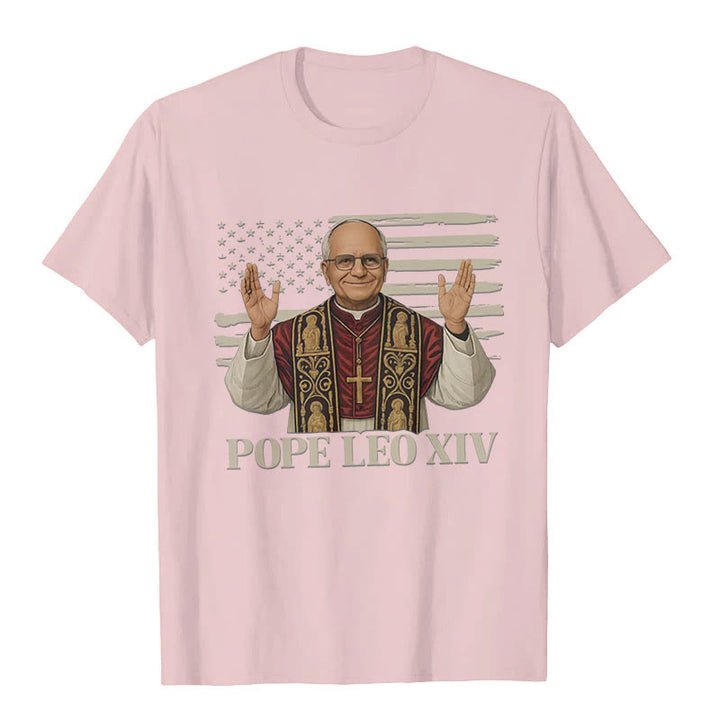 Christianartworkshop Pope Leo XIV with Patriotic Flair Unisex T-shirt