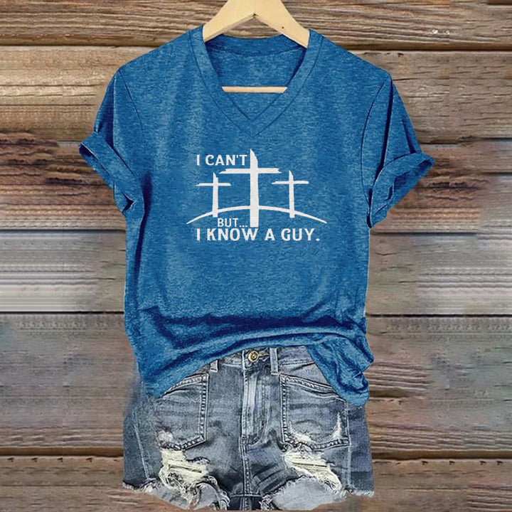 Christianartworkshop I Can't But I Know A Guy Print V-Neck T-shirt - Blue - 4XL - image 7