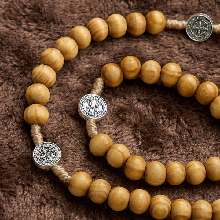 Christianartworkshop St. Benedict & Crucifix of 8mm Olive Wood Round Beads Rosary: Blessed Devotion in Every Bead - image 8
