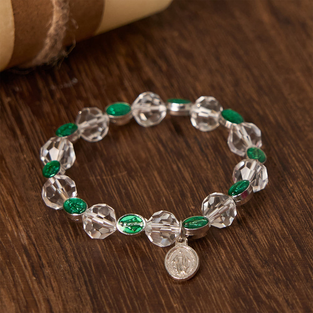 Christianartworkshop Clear Crystal Bracelet with Our Lady Pendant: Exclusive Sign of Faith and Blessing - image 2