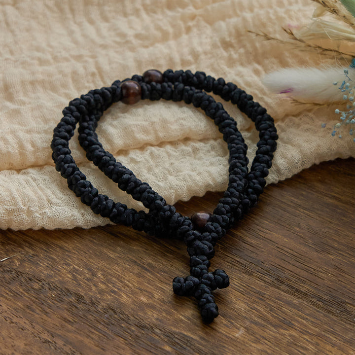 Christianartworkshop Blue & Black Cross 100 Blessing Knots String Necklace: Cherished Symbol of Holy Blessing - image 10
