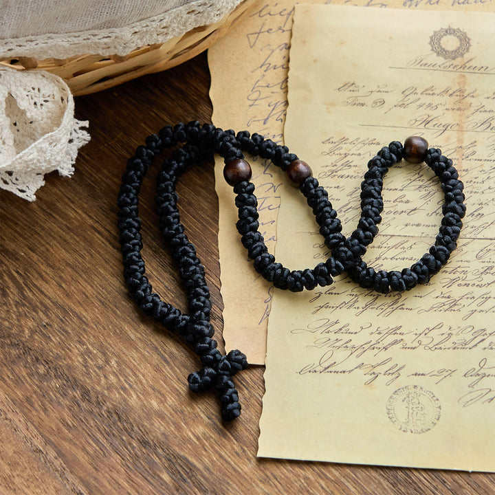 Christianartworkshop Blue & Black Cross 100 Blessing Knots String Necklace: Cherished Symbol of Holy Blessing - image 15