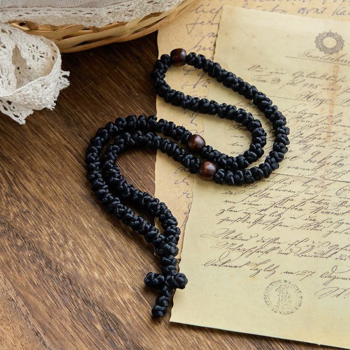 Christianartworkshop Blue & Black Cross 100 Blessing Knots String Necklace: Cherished Symbol of Holy Blessing - image 14