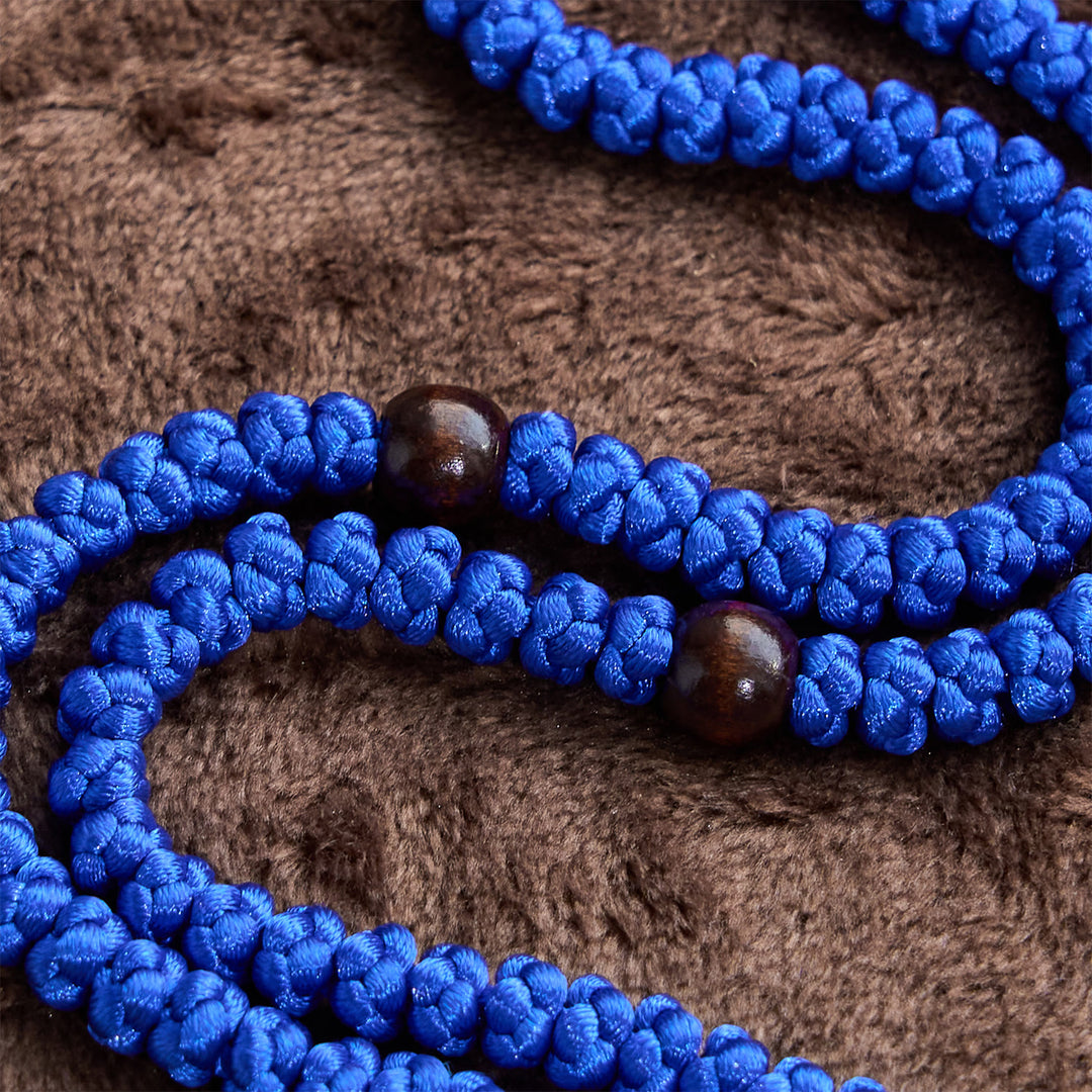 Christianartworkshop Blue & Black Cross 100 Blessing Knots String Necklace: Cherished Symbol of Holy Blessing - image 7