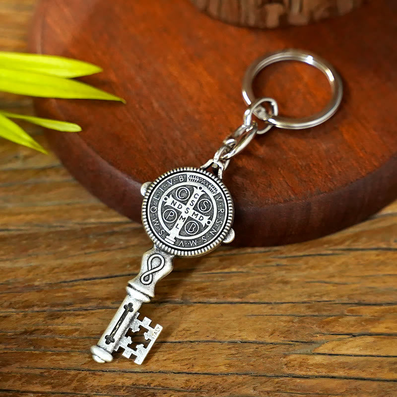 Christianartworkshop Exquisite Enamel - Inlaid St. Benedict & Cross Keychain: Memento of Divine Grace - image 7