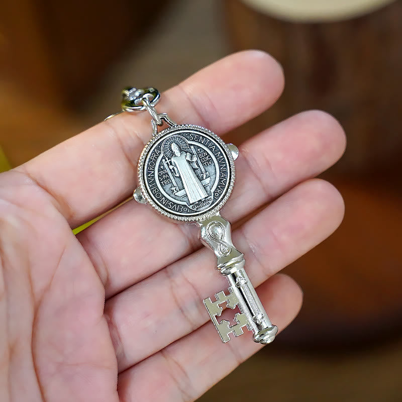 Christianartworkshop Exquisite Enamel - Inlaid St. Benedict & Cross Keychain: Memento of Divine Grace - image 8