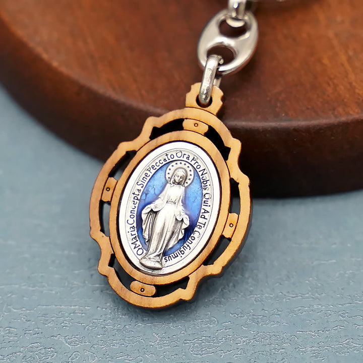 Christianartworkshop Enamel Double-Sided Miraculous Medal & Virgin Mary Keychain: Gleaming Symbol of Hope and Restoration - image 3