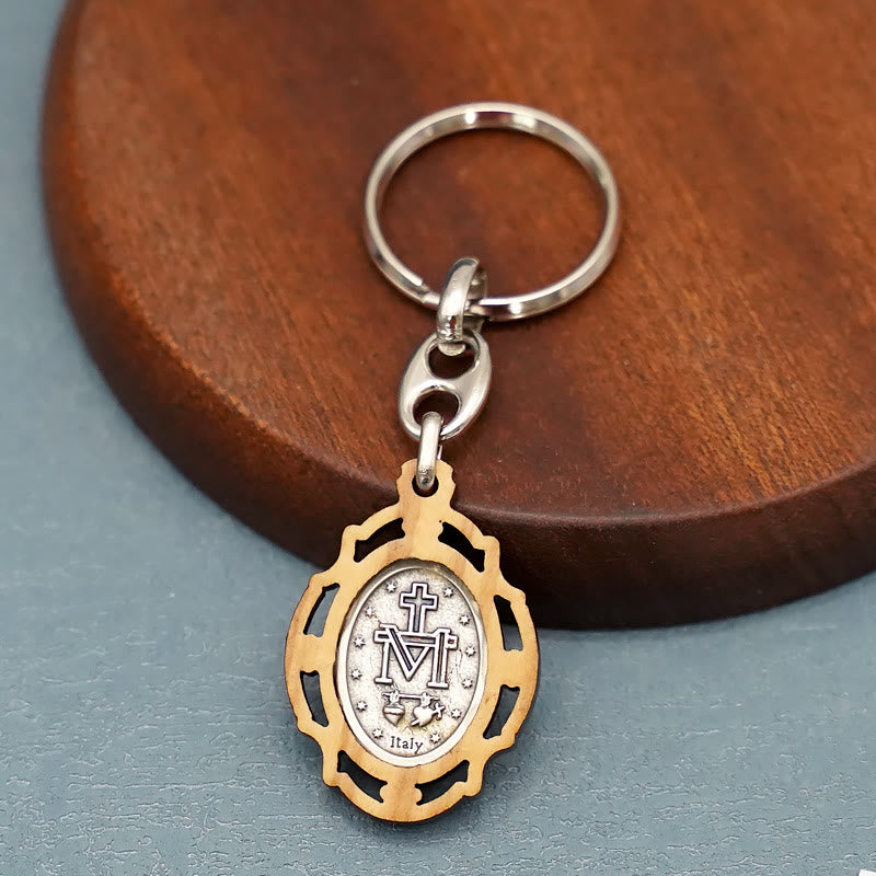 Christianartworkshop Enamel Double-Sided Miraculous Medal & Virgin Mary Keychain: Gleaming Symbol of Hope and Restoration - image 2
