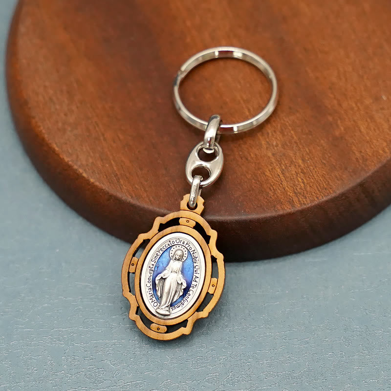Christianartworkshop Enamel Double-Sided Miraculous Medal & Virgin Mary Keychain: Gleaming Symbol of Hope and Restoration - Miraculous Medal - image 0