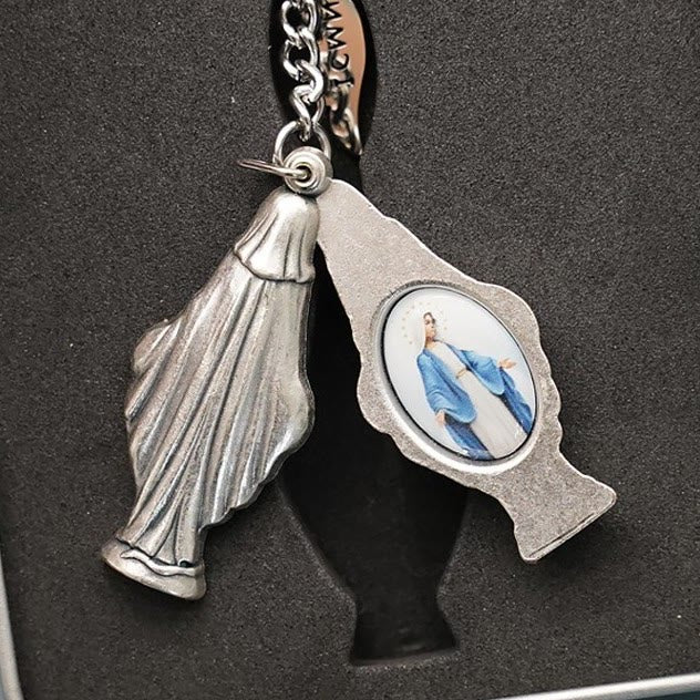 Christianartworkshop Slide - Open Virgin Mary & Miraculous Medal Keychain: Memento of Mary's Devotion - image 1