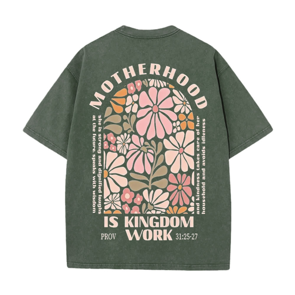 Christianartworkshop Motherhood Is Kingdom Work Unisex Washed T-Shirt - Army Green - 5XL - image 9