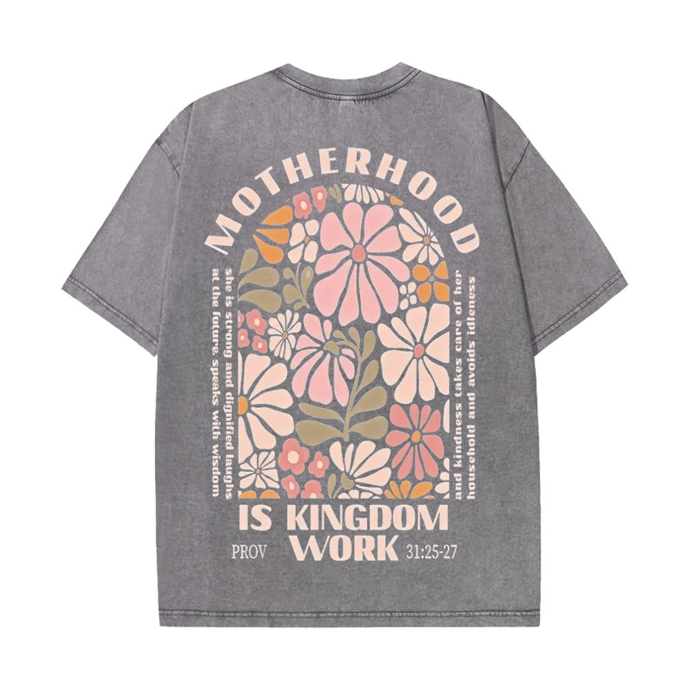 Christianartworkshop Motherhood Is Kingdom Work Unisex Washed T-Shirt - Grey - 5XL - image 12