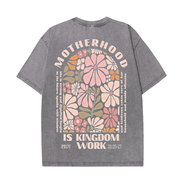 Christianartworkshop Motherhood Is Kingdom Work Unisex Washed T-Shirt - Grey - 5XL - image 12