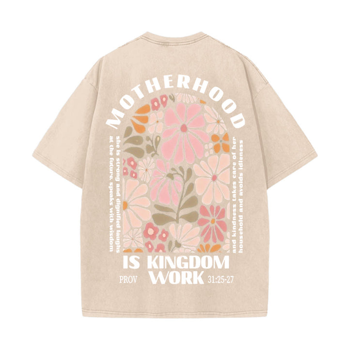 Christianartworkshop Motherhood Is Kingdom Work Unisex Washed T-Shirt - Apricot - 5XL - image 1