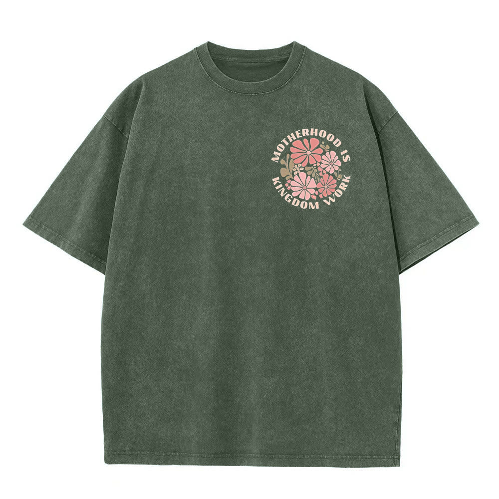 Christianartworkshop Motherhood Is Kingdom Work Unisex Washed T-Shirt - image 10