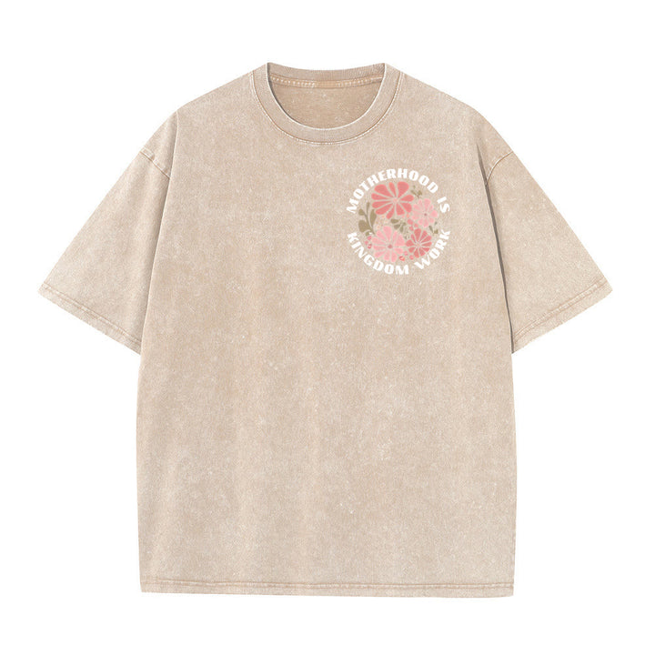 Christianartworkshop Motherhood Is Kingdom Work Unisex Washed T-Shirt - image 2